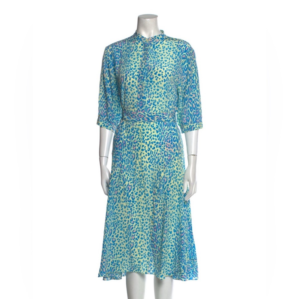 Stella McCartney Blue Leopard print Midi Dress small